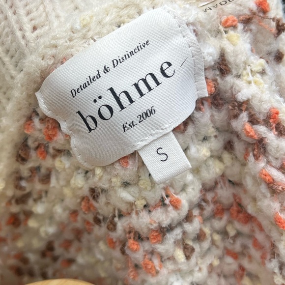 Bohme cream and burnt orange Textured Cardigan small - Picture 6 of 7